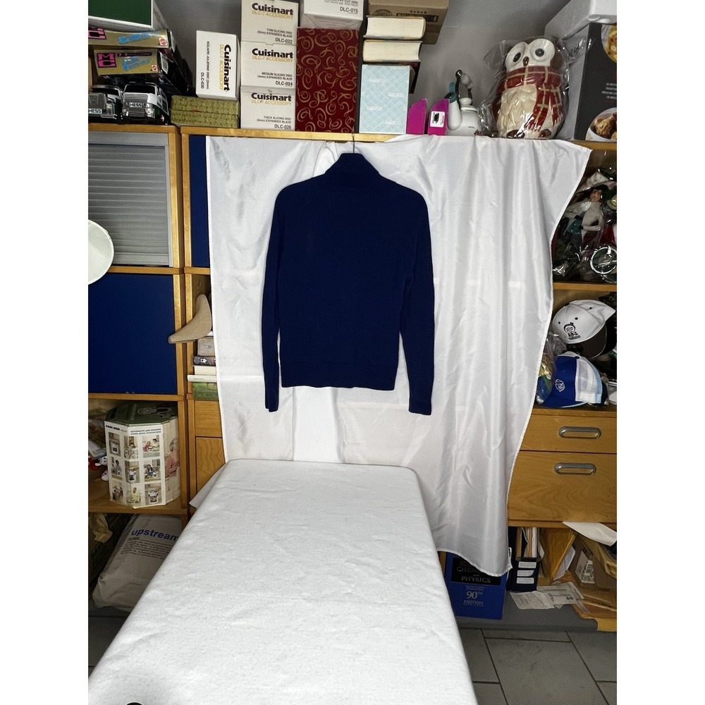 Pendleton High Neck Sweater Size Large Royal Blue Long Sleeve Rib Knit Pullover